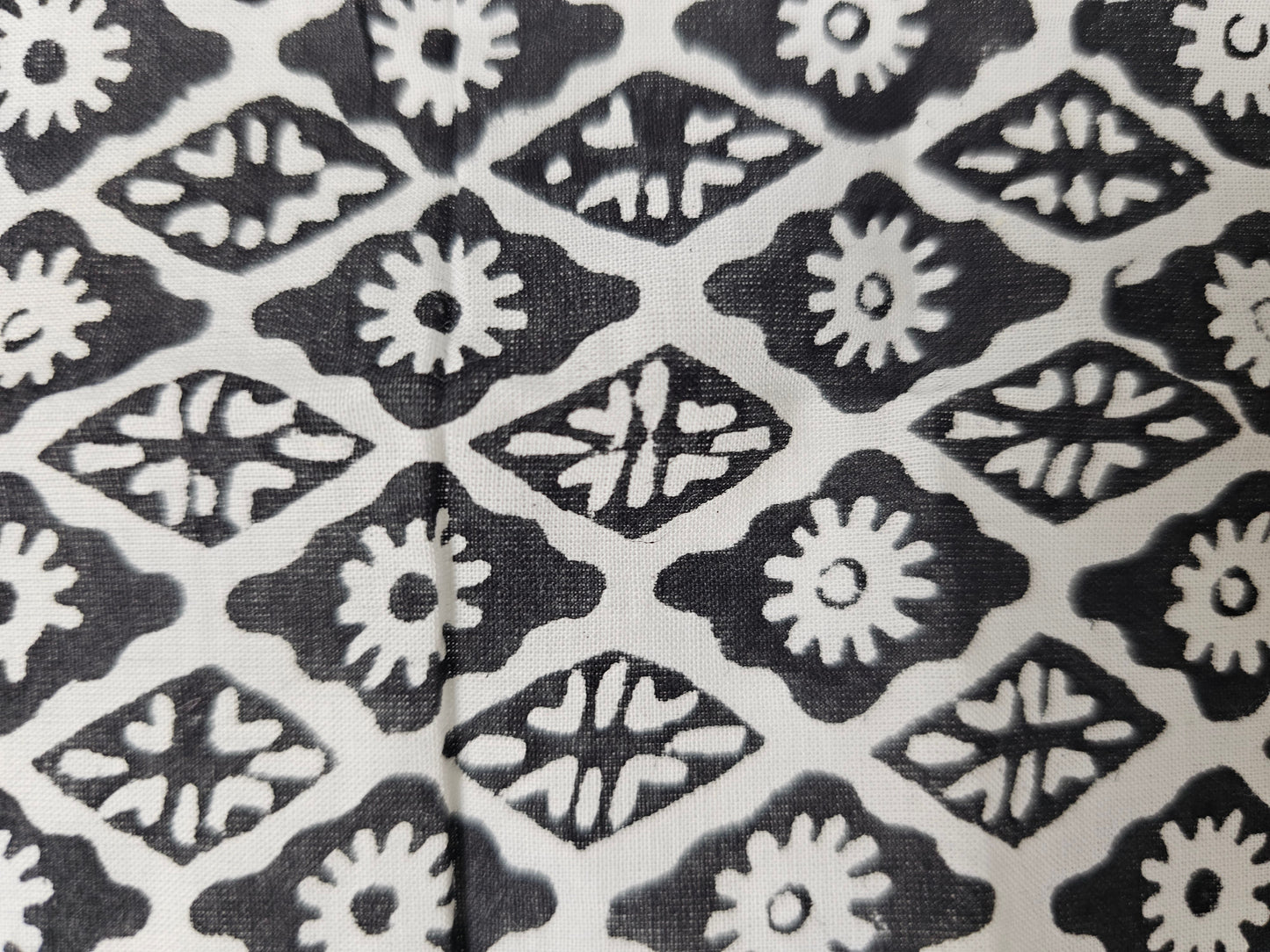 Hand Block Print Cotton Fabric – Black Floral Lattice | Midnight Lattice