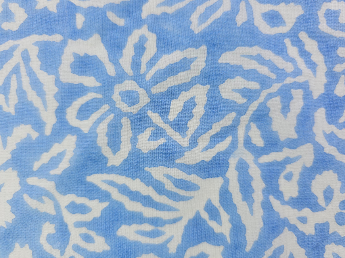 Hand Block Print Cotton Fabric – Blue Botanical Abstract | Misty Botanica