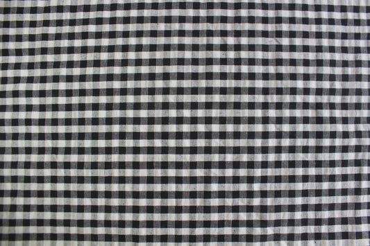 Classic Black & White Gingham Cotton Seersucker – 44" Wide | Wrinkle-Free Summer Fabric