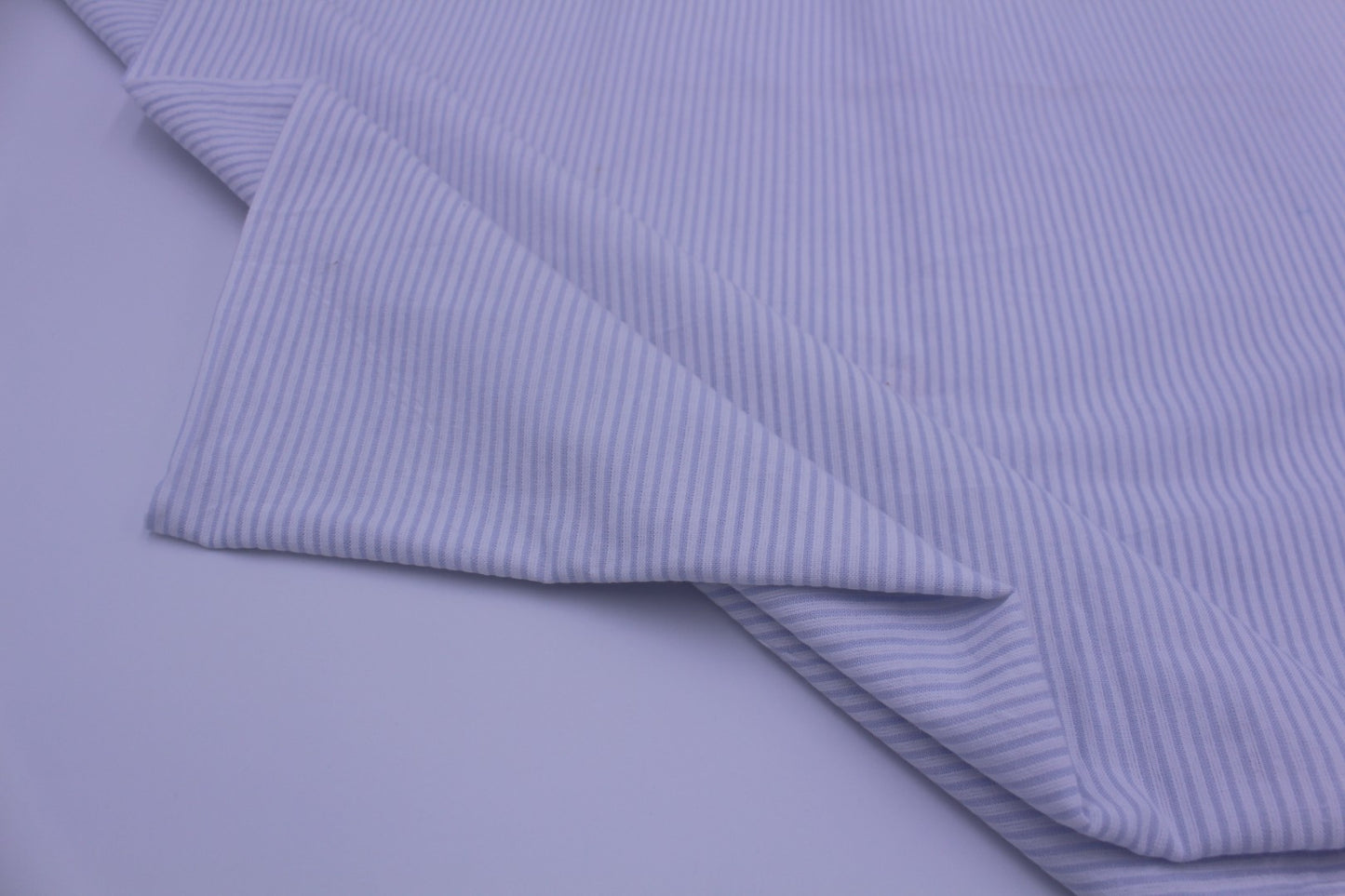 White & Sky Blue Thin Stripe Seersucker – 60" Wide | Cool, Crisp & Textured Summer Fabric