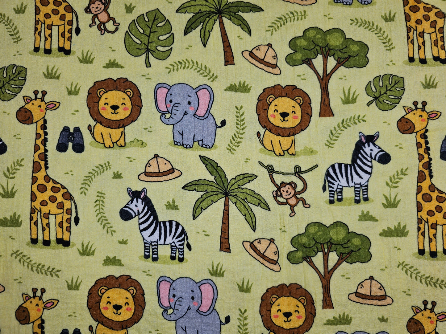 Digital Print Double Gauze Cotton Fabric – Safari Animals | Jungle Adventure