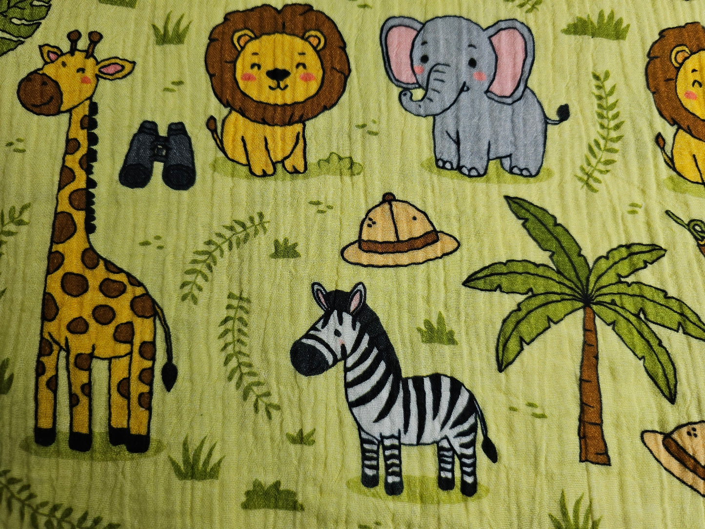 Digital Print Double Gauze Cotton Fabric – Safari Animals | Jungle Adventure