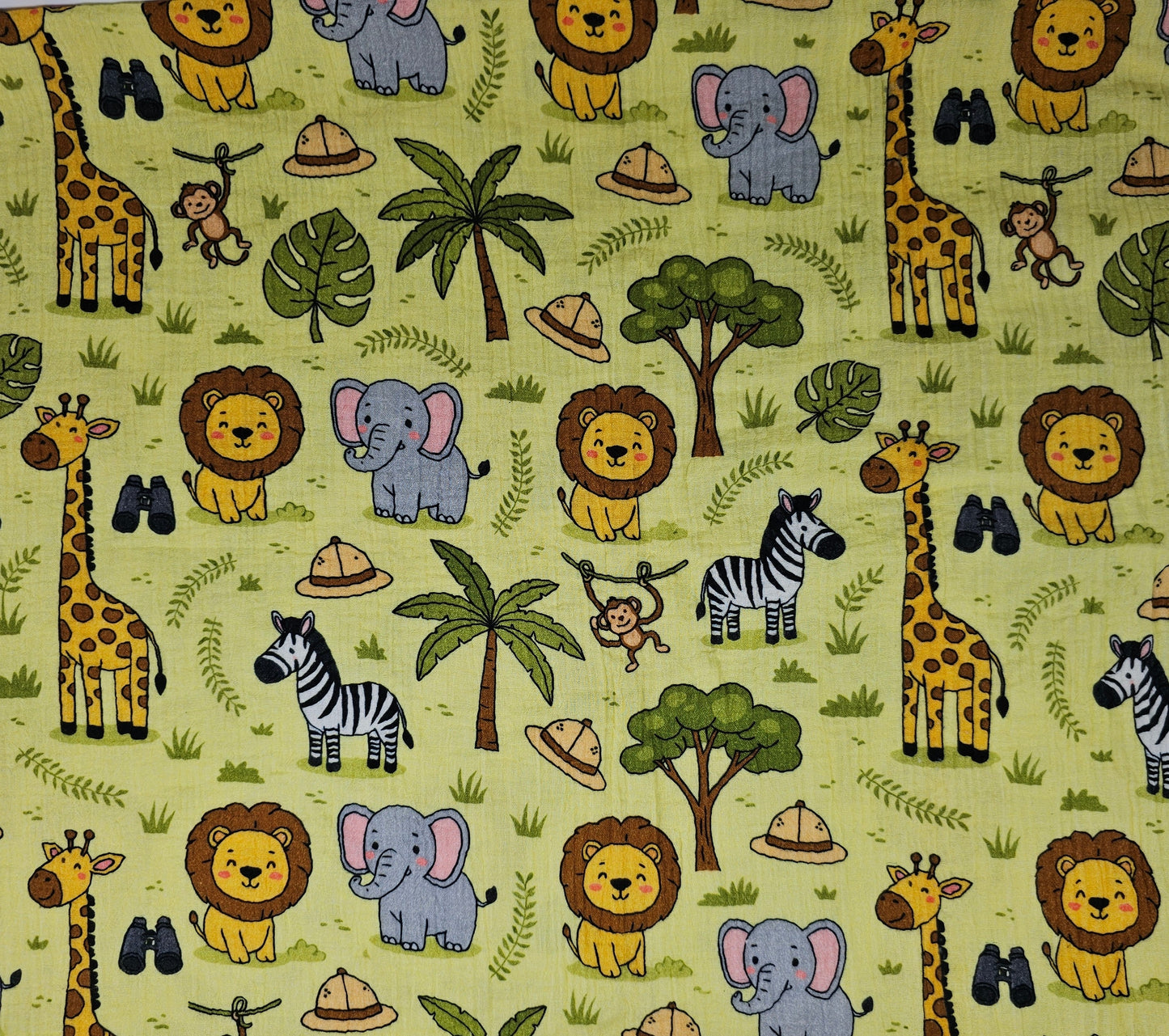 Digital Print Double Gauze Cotton Fabric – Safari Animals | Jungle Adventure