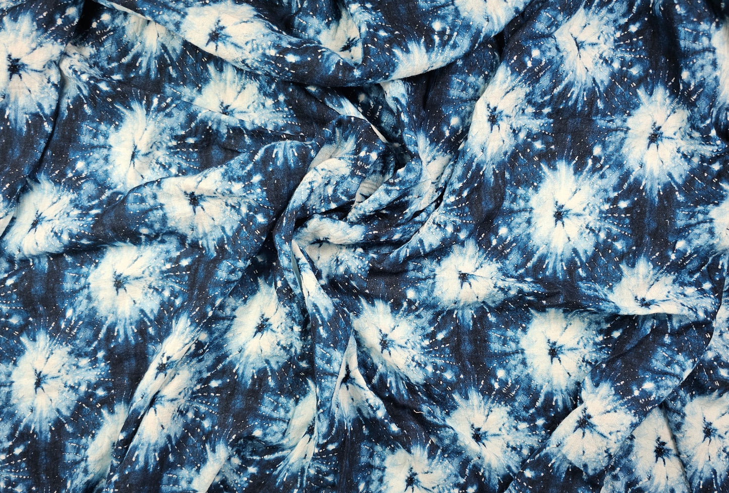 Digital Print Double Gauze Cotton Fabric – Blue Tie Dye | Indigo Burst