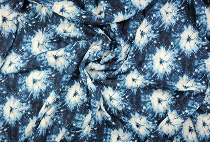 Digital Print Double Gauze Cotton Fabric – Blue Tie Dye | Indigo Burst