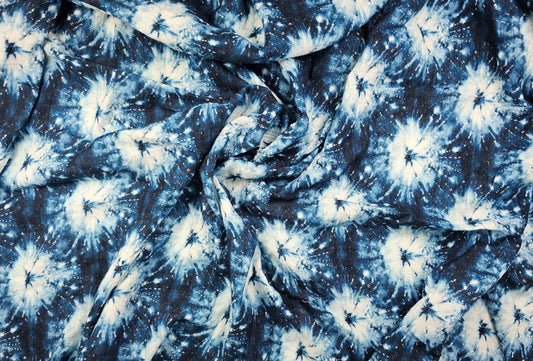 Digital Print Double Gauze Cotton Fabric – Blue Tie Dye | Indigo Burst