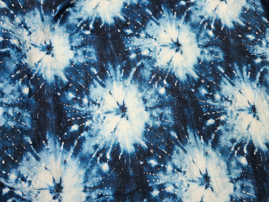 Digital Print Double Gauze Cotton Fabric – Blue Tie Dye | Indigo Burst