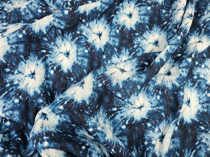 Digital Print Double Gauze Cotton Fabric – Blue Tie Dye | Indigo Burst
