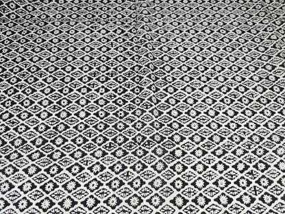 Hand Block Print Cotton Fabric – Black Floral Lattice | Midnight Lattice