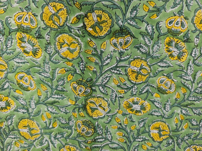 Hand Block Print Cotton Fabric – Sage Floral | Sage Meadow