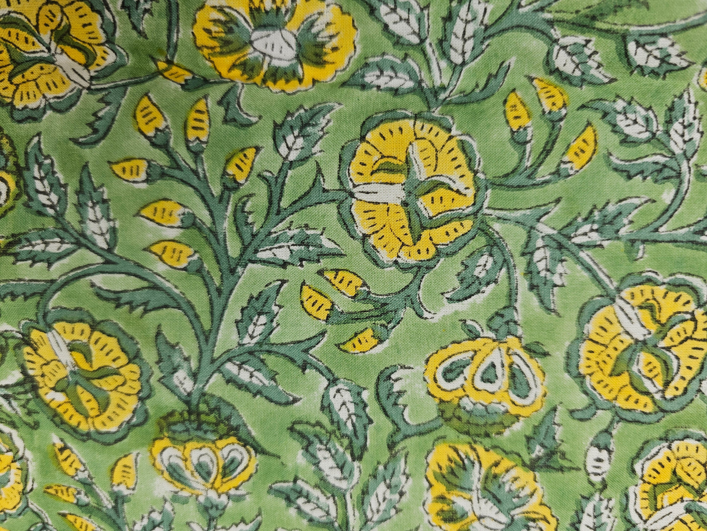 Hand Block Print Cotton Fabric – Sage Floral | Sage Meadow