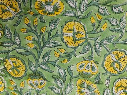 Hand Block Print Cotton Fabric – Sage Floral | Sage Meadow