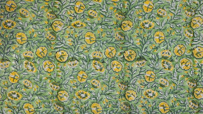 Hand Block Print Cotton Fabric – Sage Floral | Sage Meadow