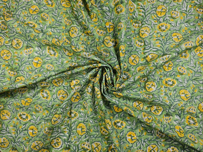 Hand Block Print Cotton Fabric – Sage Floral | Sage Meadow