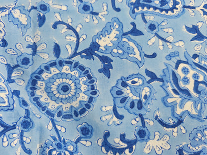 Hand Block Print Cotton Fabric – Indigo Paisley Floral | Indigo Paisley