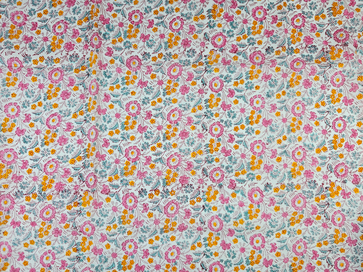 Hand Block Print Cotton Fabric – Multicolor Wildflower Meadow | Wildflower Meadow
