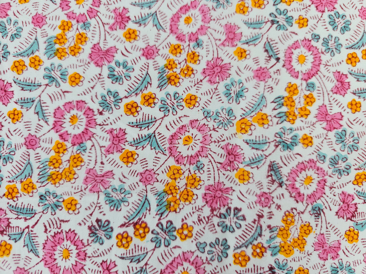Hand Block Print Cotton Fabric – Multicolor Wildflower Meadow | Wildflower Meadow