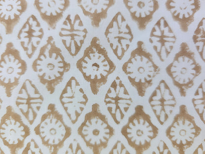 Hand Block Print Cotton Fabric – Taupe Floral Lattice | Stone Lattice