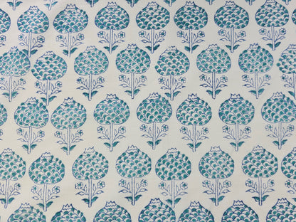 Hand Block Print Cotton Fabric – Blue Floral Bouquet | Blue Posy