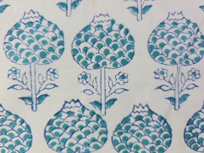 Hand Block Print Cotton Fabric – Blue Floral Bouquet | Blue Posy