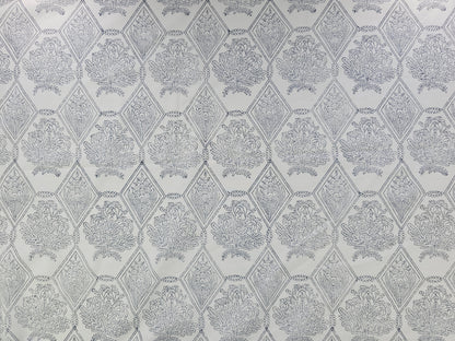 Hand Block Print Cotton Fabric – Indigo Botanical Lattice | Ink Canopy