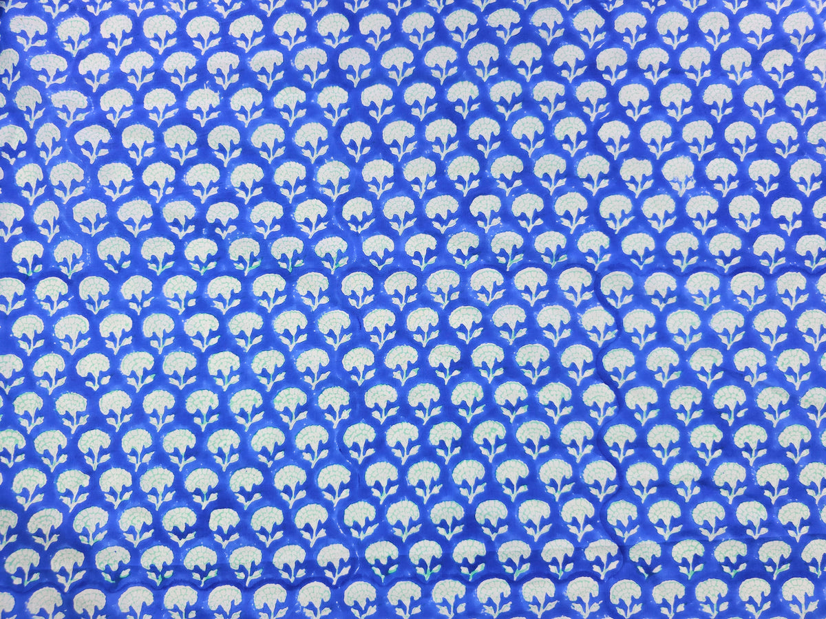 Hand Block Print Cotton Fabric – Indigo Floral Motif | Indigo Petals