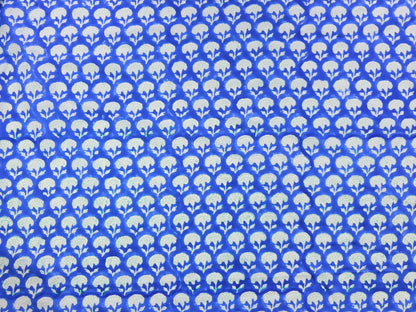 Hand Block Print Cotton Fabric – Indigo Floral Motif | Indigo Petals