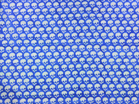 Hand Block Print Cotton Fabric – Indigo Floral Motif | Indigo Petals