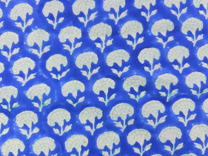 Hand Block Print Cotton Fabric – Indigo Floral Motif | Indigo Petals