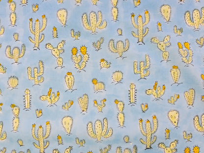 Hand Block Print Cotton Fabric – Blue Botanical Seedpods | Desert Bloom