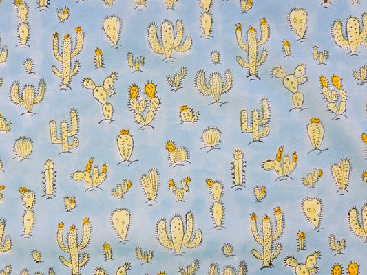 Hand Block Print Cotton Fabric – Blue Botanical Seedpods | Desert Bloom