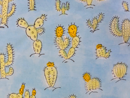 Hand Block Print Cotton Fabric – Blue Botanical Seedpods | Desert Bloom