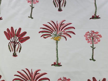 Hand Block Print Cotton Fabric – Burgundy Palm Tree | Crimson Canopy