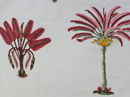 Hand Block Print Cotton Fabric – Burgundy Palm Tree | Crimson Canopy