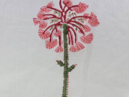 Hand Block Print Cotton Fabric – Burgundy Palm Tree | Crimson Canopy