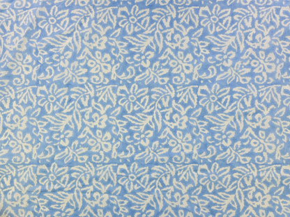 Hand Block Print Cotton Fabric – Blue Botanical Abstract | Misty Botanica