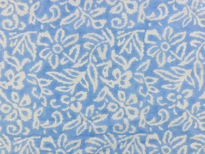 Hand Block Print Cotton Fabric – Blue Botanical Abstract | Misty Botanica