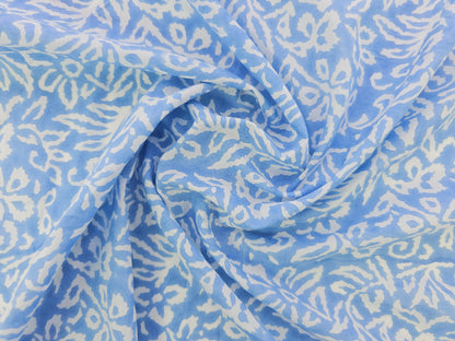 Hand Block Print Cotton Fabric – Blue Botanical Abstract | Misty Botanica