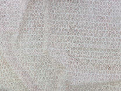 Hand Block Print Cotton Fabric – Ivory Leaf Motif | Ivory Petals
