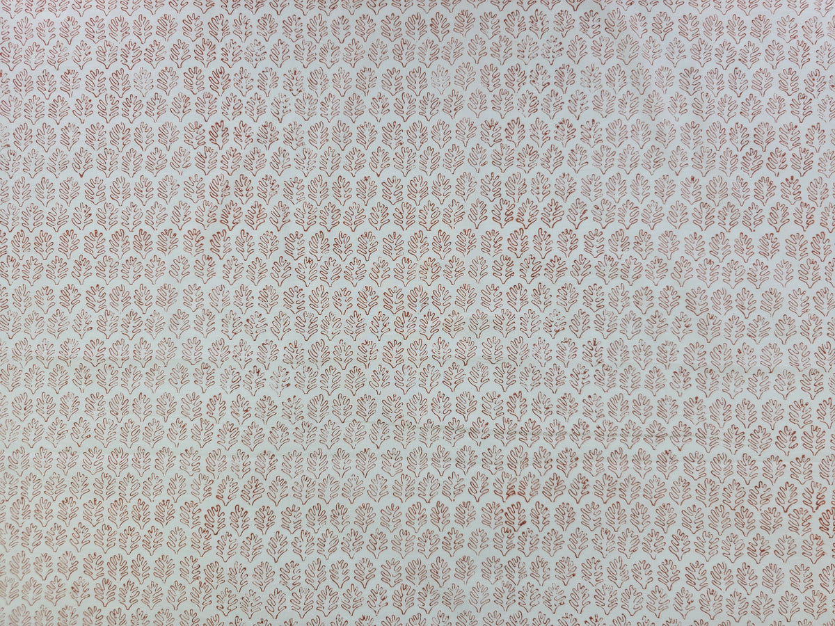 Hand Block Print Cotton Fabric – Ivory Leaf Motif | Ivory Petals