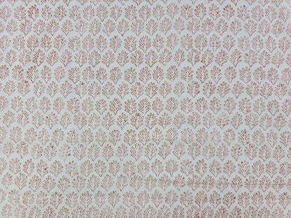 Hand Block Print Cotton Fabric – Ivory Leaf Motif | Ivory Petals