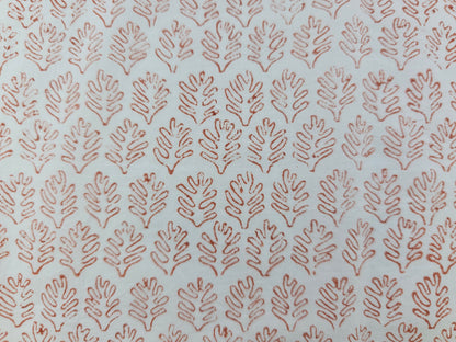 Hand Block Print Cotton Fabric – Ivory Leaf Motif | Ivory Petals