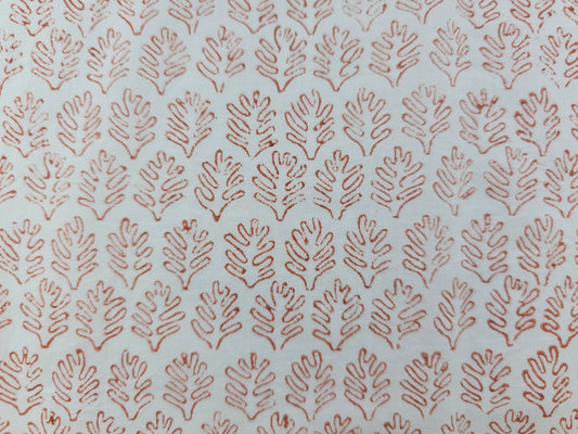 Hand Block Print Cotton Fabric – Ivory Leaf Motif | Ivory Petals
