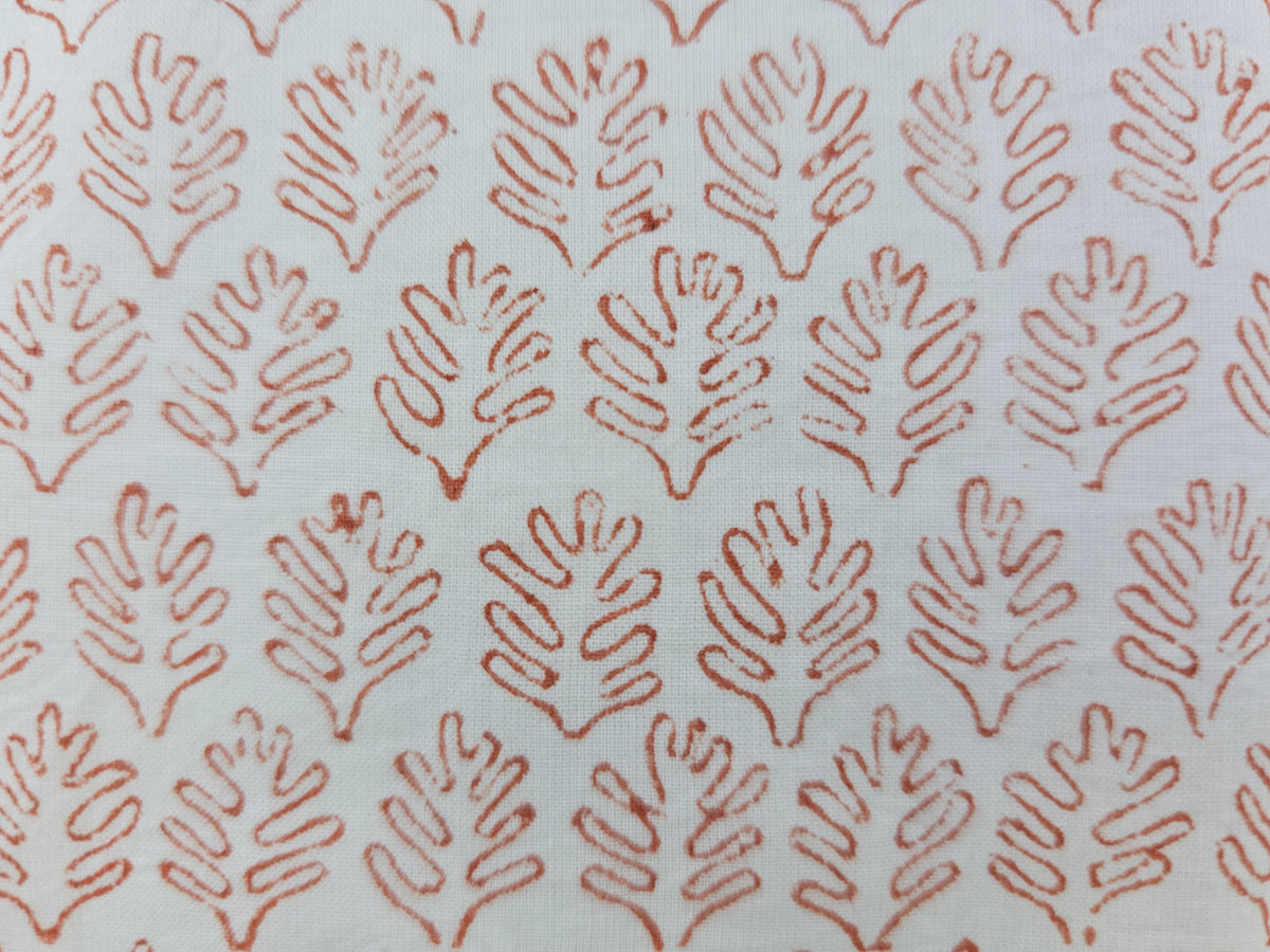 Hand Block Print Cotton Fabric – Ivory Leaf Motif | Ivory Petals