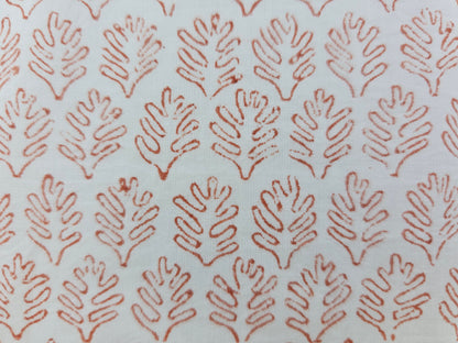 Hand Block Print Cotton Fabric – Ivory Leaf Motif | Ivory Petals