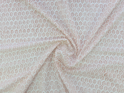 Hand Block Print Cotton Fabric – Ivory Leaf Motif | Ivory Petals