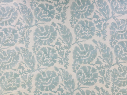 Hand Block Print Cotton Fabric – Mist Blue Botanical | Silver Mist
