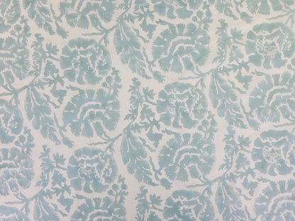 Hand Block Print Cotton Fabric – Mist Blue Botanical | Silver Mist