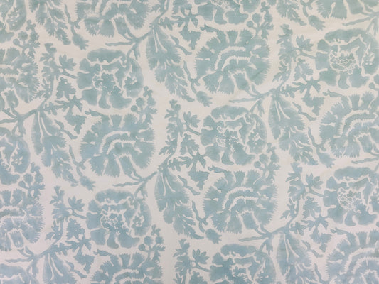 Hand Block Print Cotton Fabric – Mist Blue Botanical | Silver Mist