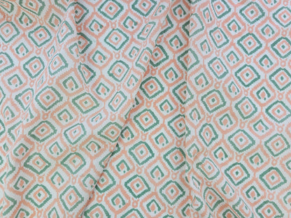 Hand Block Print Cotton Fabric – Coral Geometric | Coral Trellis